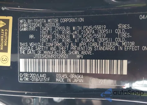 2009 Toyota Highlander Limited from USA, damaged, VIN JTEES42A492129501